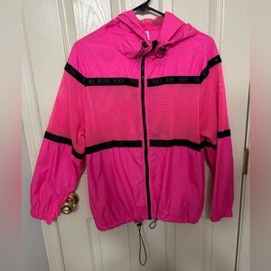 Pink Victoria’s Secret Campus Full Zip Anorak Mesh Hooded Jacket Hot Pink